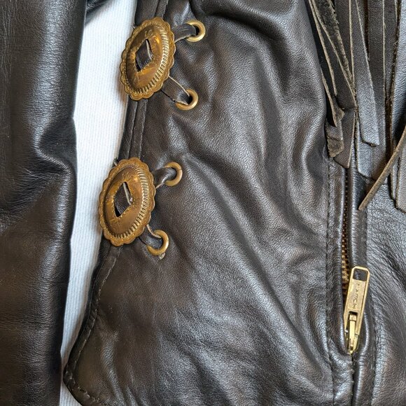 Vtg. 90s Leather Moto Jacket by PROTECH LEATHER APPAREL Made in USA - Picture 4 of 16